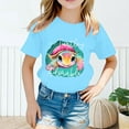 thumbnail image 2 of Curuila Kid Girls Tops Cartoon Print Crew Neck Short Sleeve Tee Summer Casual Loose T Shirt Blue Size 10-12 Years, 2 of 4