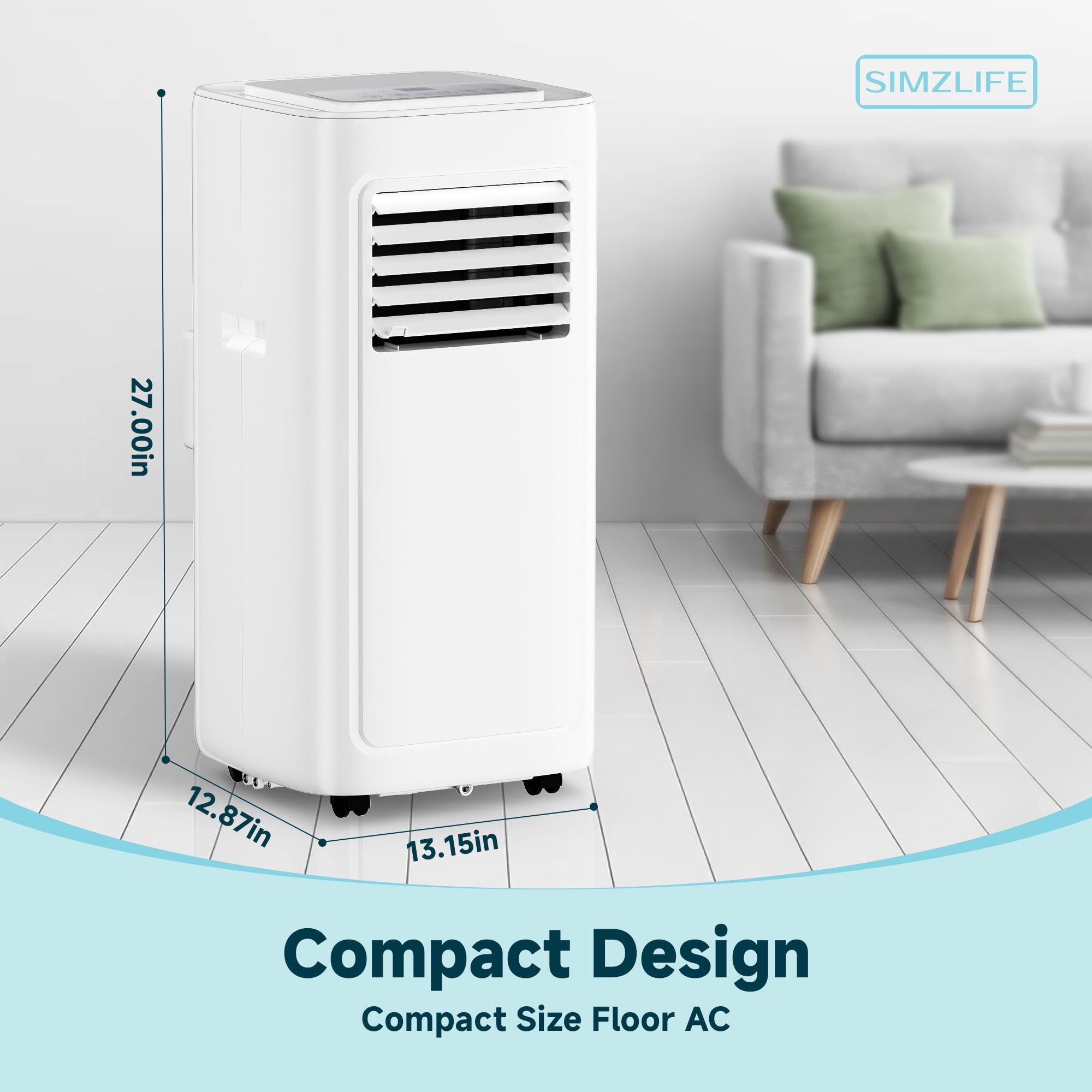 Simzlife Portable Air Conditioner 10,000 BTU , Dehumidifier, Fan,Cool, 3 in 1 AC with Remote Control