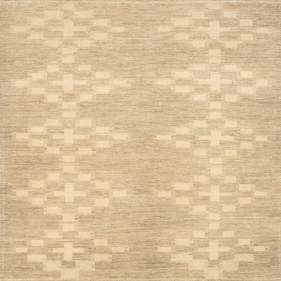 Ahgly Company Indoor Square Contemporary Brown Gold Solid Area Rugs, 7' Square