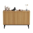 thumbnail image 4 of Modern Fluted Sideboard Buffet Cabinet – Freestanding Wooden Storage with Three Doors, Adjustable Shelf, Large Capacity for Dining Room, Living Room, Kitchen, Wood Color, Three Doors, 4 of 6