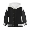 thumbnail image 5 of Karoyedx Varsity Jackets for Kids Kids Hooded Baseball Jacket Boys Varsity Jackets Sports Track Coat Top for Boys Girls Outerwear Black Size,2-3 Years, 5 of 5