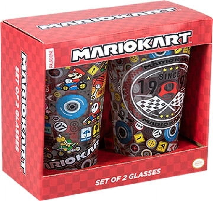 Paladone Mario Kart Inspired Drinking Glass Tumbler Cups Set of 2 Glasses