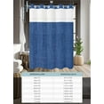 thumbnail image 6 of No Hook Cloth Fabric Shower Curtain with Snap in Liner, Navy Blue Waterproof Shower Curtains Set with See Through Top Window, Vintage Country Monochrome Farmhouse Bath Curtains Shower 72"x78", 6 of 6