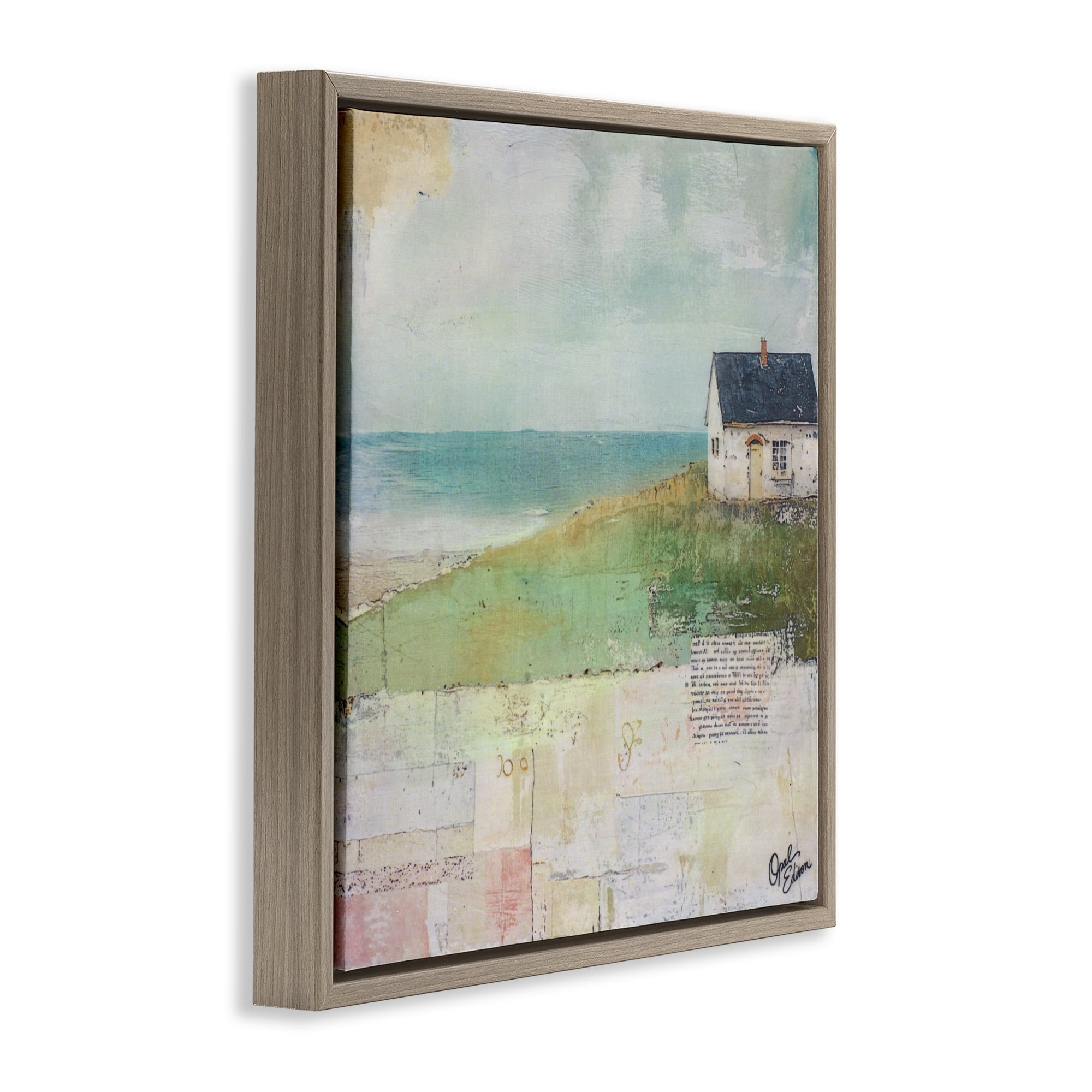 Stupell Industries Quiet Place By The Coast Brown Framed Floater Canvas Wall Art, design by Opal Edison