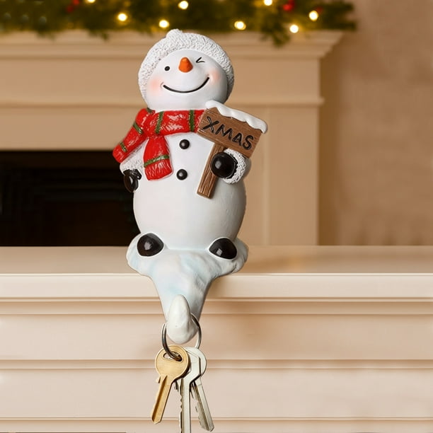 Christmas Snowman Hooks Decorative Resin Snowman Mini Ornament Gift Christmas Gift Boxes
