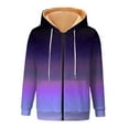 thumbnail image 7 of Xudanell Jackets for Women Warm Hooded Jacket Gradient Zipper Hoodie Drawstring Jacket Lined Plush Women Fashion Hoodies Purple XL, 7 of 7