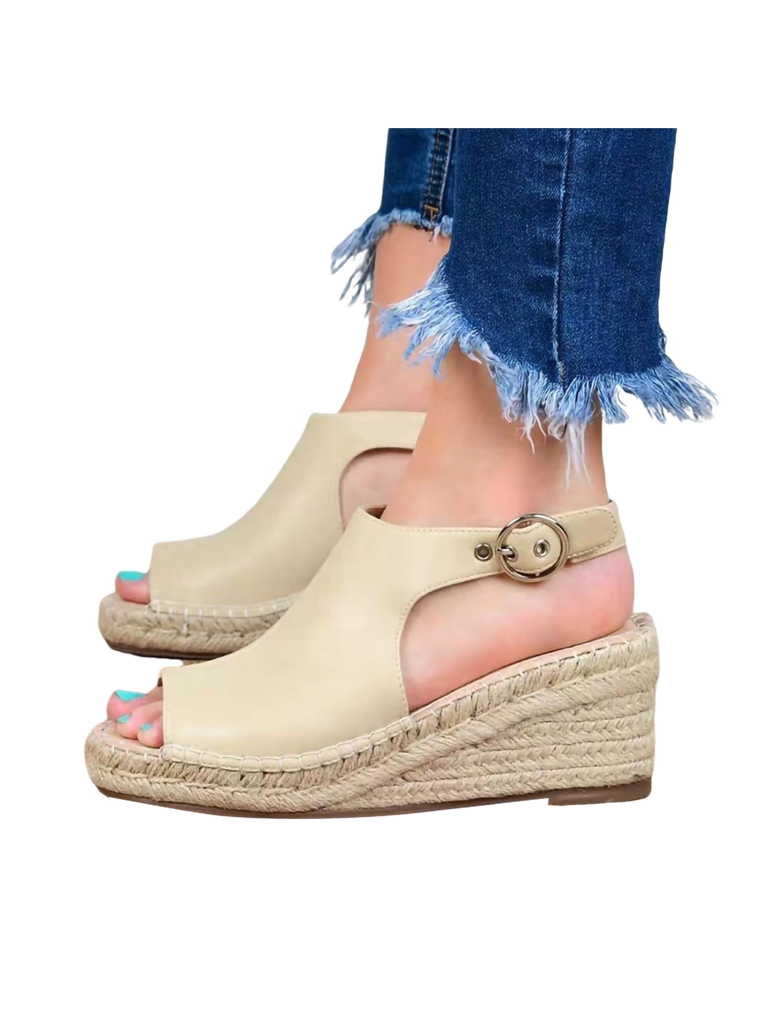 Wedge Heel Ankle Strap Open Toe Summer Platform Multi Color Slingback Women Shoe Wedge Heel Ankle Strap Open Toe Summer Platform Multi Color Slingback Women Shoe
