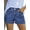 Dark Blue, variant on SHEWIN Women's Jean Shorts High Waisted Denim Shorts Casual Loose Fit Stretchy Double Button Fly Summer Pants with Pockets Blue