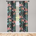 thumbnail image 3 of Ambesonne Tropical Curtains, Lily Hibiscus Butterfly, Pair of 28"x95", Jade Green and Raspberry, 3 of 5