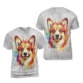 thumbnail image 3 of Watercolor Drip Corgi Pop Art Colorful Portrait Artwork All Over Print 3D Shirt Unisex Merch Welsh Corgi Dog Lover Gifts Idea - 01009, 3 of 6