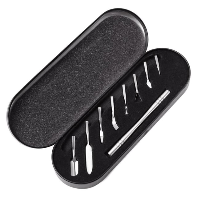 Seitruly Juego de empujador de cutículas 8 en 1, herramientas de limpieza de uñas reemplazables, Kit de pulidor de acero inoxidable, Juegos de manicura