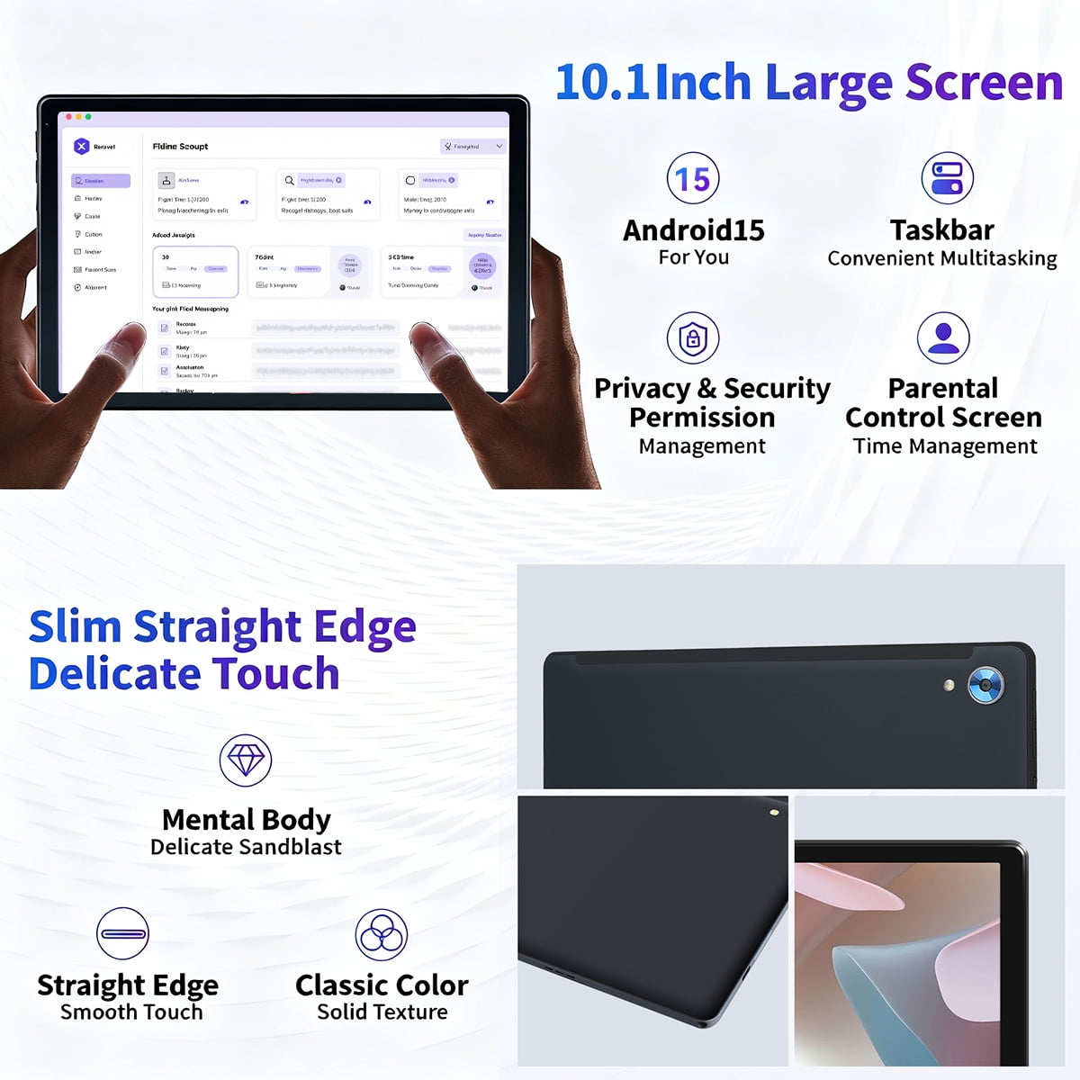 10inch Tablet Android 14 Tablet,Octa-core with 10GB+128GB Tablets, 5MP+8MP Camera,Widevine L1&NETFLIX Bluetooth 5.0 Tablet - Black