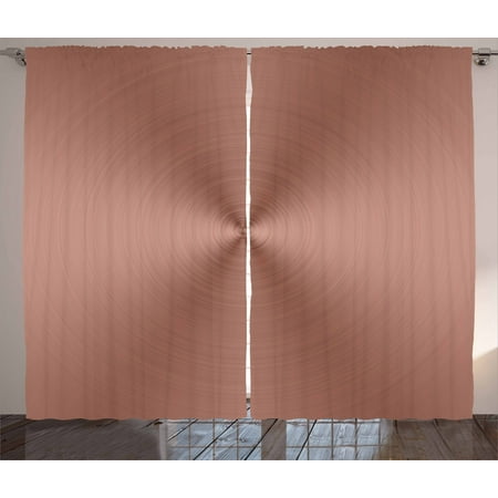 - Copper Decor Curtains 2 Panels Set, Circle Copper Steel Texture Metallic Seem Radial Round Plaque with Shades Image, Window Drapes for Living Room Bedroom, 108W X 84L Inches, Bronze, by Ambesonne