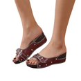 thumbnail image 2 of Women Summer Mid Heel Wedge Sliders Casual Peep Toe Buckle Slippers Shoes, 2 of 3
