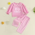 thumbnail image 2 of Toddler Baby Girl Long Sleeve Crew Neck Top & Pants Set - Two-Tone Top And Solid Pants for Outings 6-12 Months 12-24 Months 2t 3t 4t 5t 6t 7t 8t 9t Children Light Pink 2-3 Years, 2 of 4