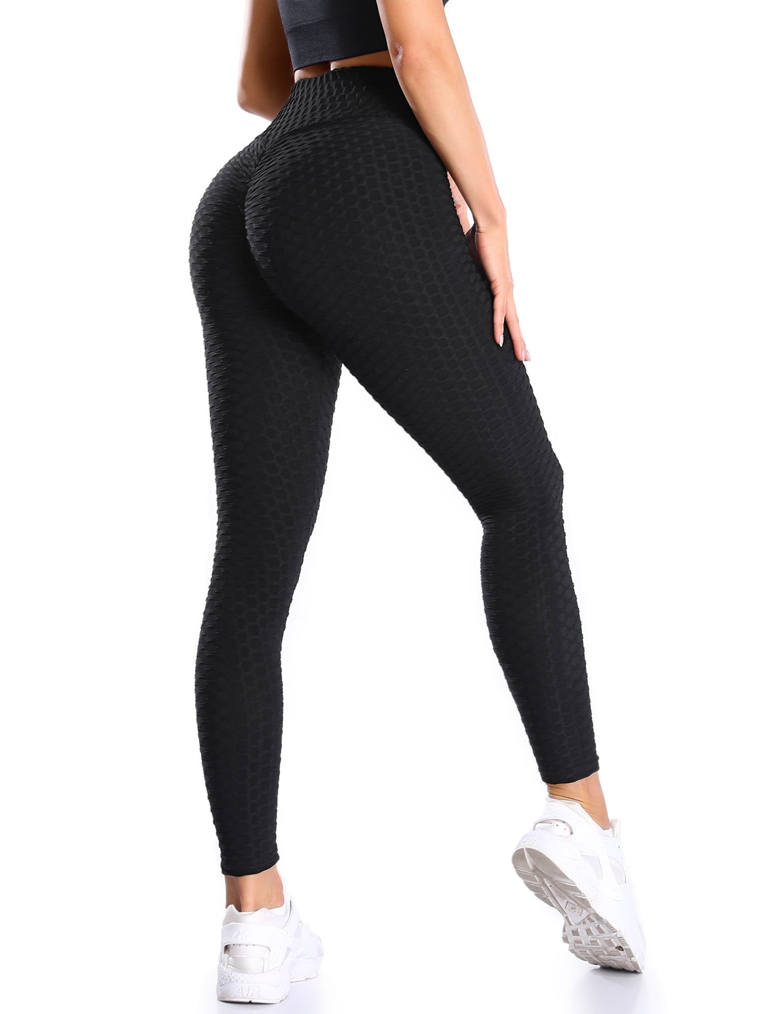 Women Push Up Honeycomb Anti-Cellulite Leggings Trouser High Waist Yoga Pants 