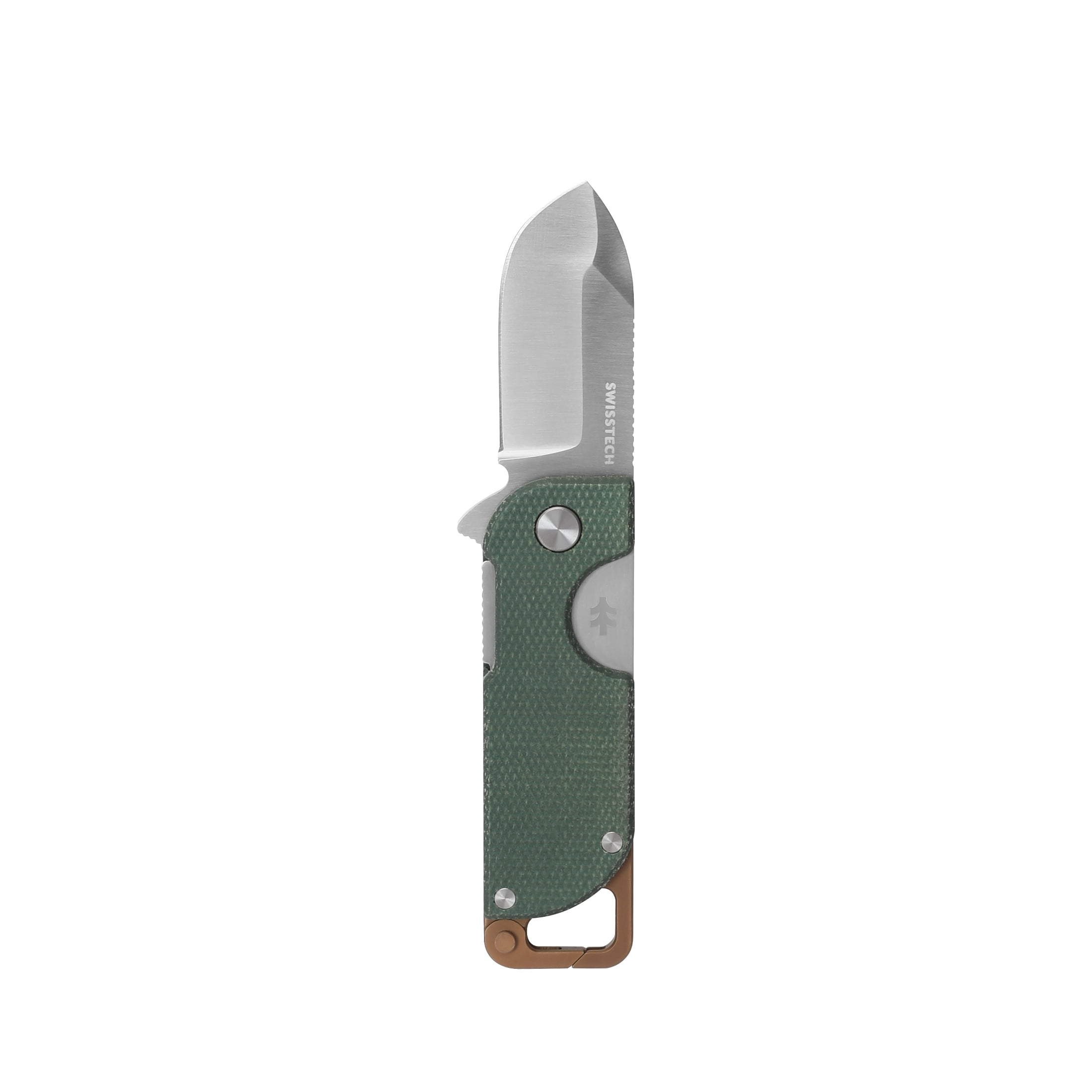 Swiss Tech Winzig Stainless Steel Folding Knife with Dark Spruce Micarta Handle