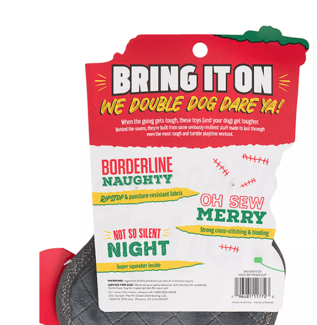 Christmas Dog Toy Joyhound Rip Roarin' Tough Plush Hot Cocoa Mug Holiday Squeaker Dog Toy - Aggressive Chewers