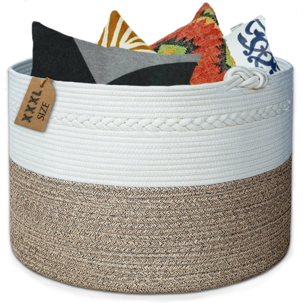 Piper and Olive Large Woven Basket - Large Baskets for Blankets - Extra Large Storage Baskets