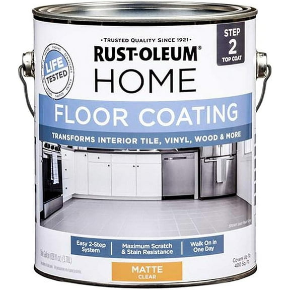 Rust-Oleum HOME Floor Coating, Top Coat (50 VOC), Matte, 1 Gallon - 358585