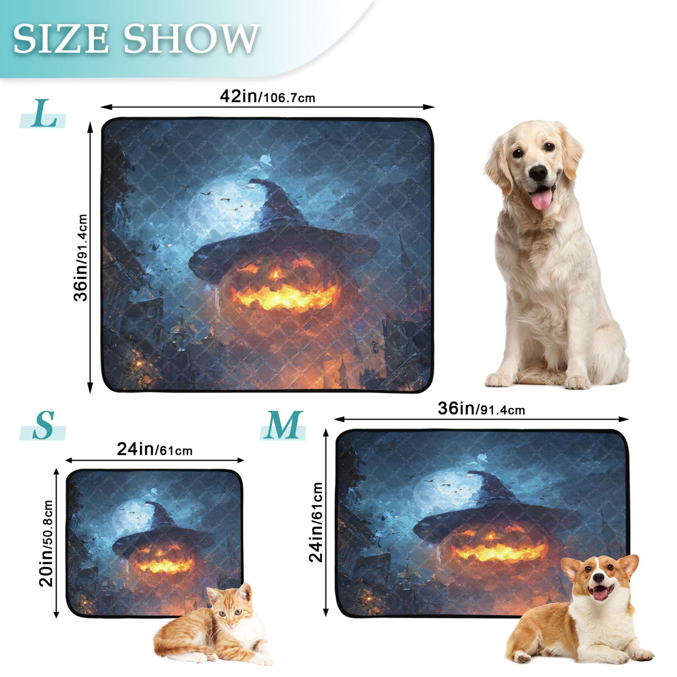 Qxltty Giant Pumpkin Cat litter Pads Pet Set of 3 Diaper Mats Center Anti-leakage Layer Absorbent Soft and Comfortable