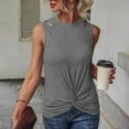 thumbnail image 2 of Timegard Tank Tops for Women Crewneck Sleeveless Front Knot Cutout Top Summer Dressy Casual Slim Tee, 2 of 6