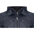 thumbnail image 5 of Mens Hooded Classic Black Leather Jacket-Stalham in Black, 5 of 6