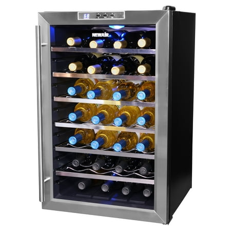 NewAir 28-Bottle Thermoelectric Wine Refrigerator, Stainless Steel and (Best Built In Wine Cooler)