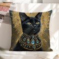 thumbnail image 6 of Black cat gold collar Linen toss pillowcase Decoration pillowcase Gift preferred 24x24" Cushion cover 4 set Sofa pillowcase Sofa bedroom living room car, 6 of 8