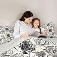 thumbnail image 4 of Homewish Retro Rustic Floral 7 Pieces Bedding Comforter Set,Country Floral Full Bedding Set,Black Beige Gray Fitted Sheet Flat Sheet For Girls,Ultra Soft Home Decor Reversible, 4 of 8