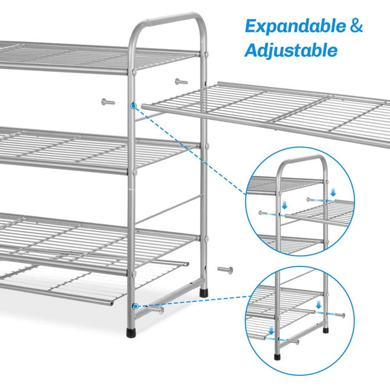 Auledio 4-Tier Shoe Rack,Stackable and Adjustable Multi-function Wire Grid Shoe Organizer Storage,Extra Large Capacity, Space Saving, Fits Boots