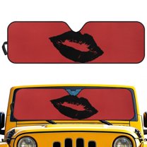 FUIALDOLG Car Windshield Sun Shade, Black Lip Sun Visor for Car Off-road Vehicle, Block UV Rays, Foldable 52.95x16.14 inches