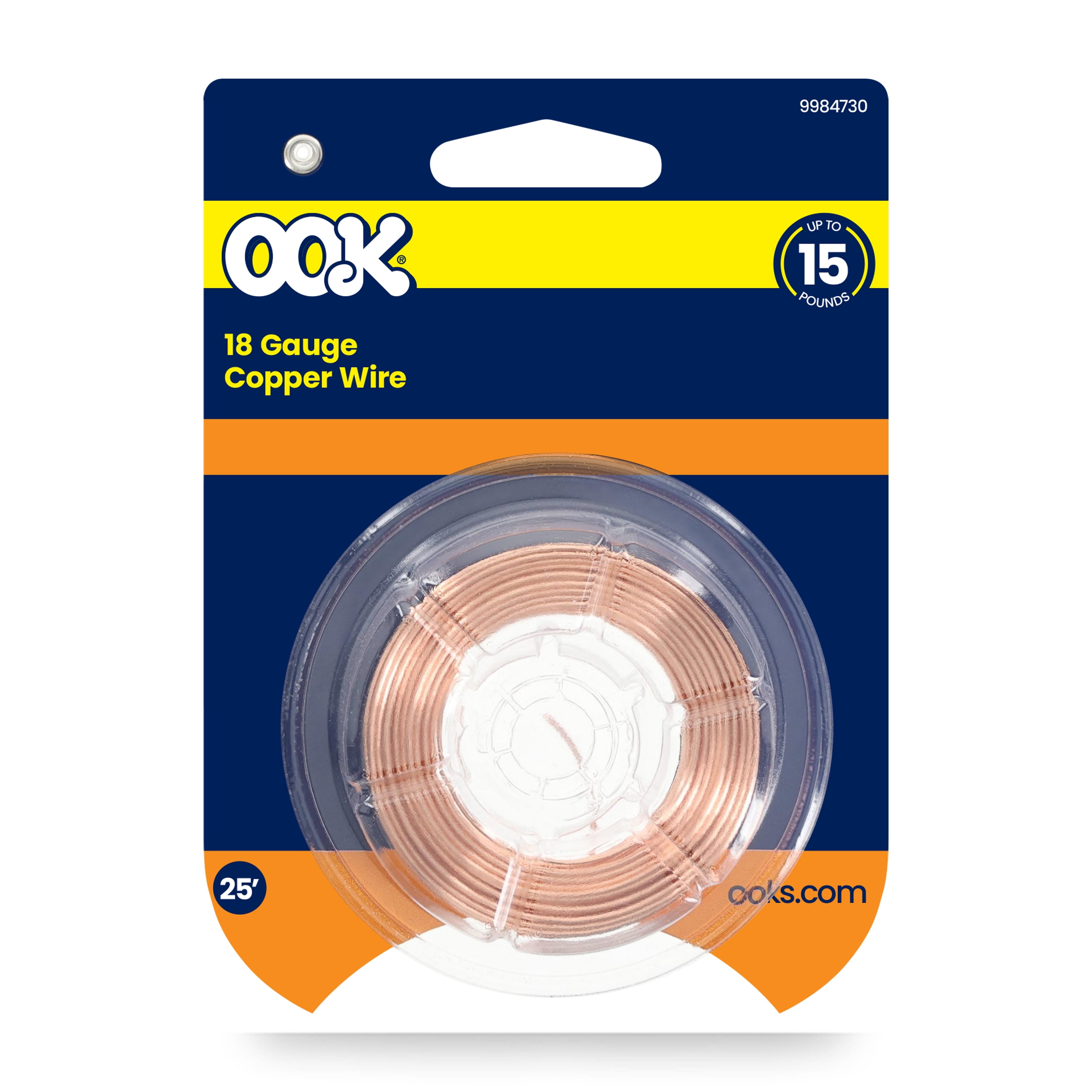 (3 pack) Ook Hanging Wire, 25 ft, 15 lbs, 18 Gauge Wire, Copper