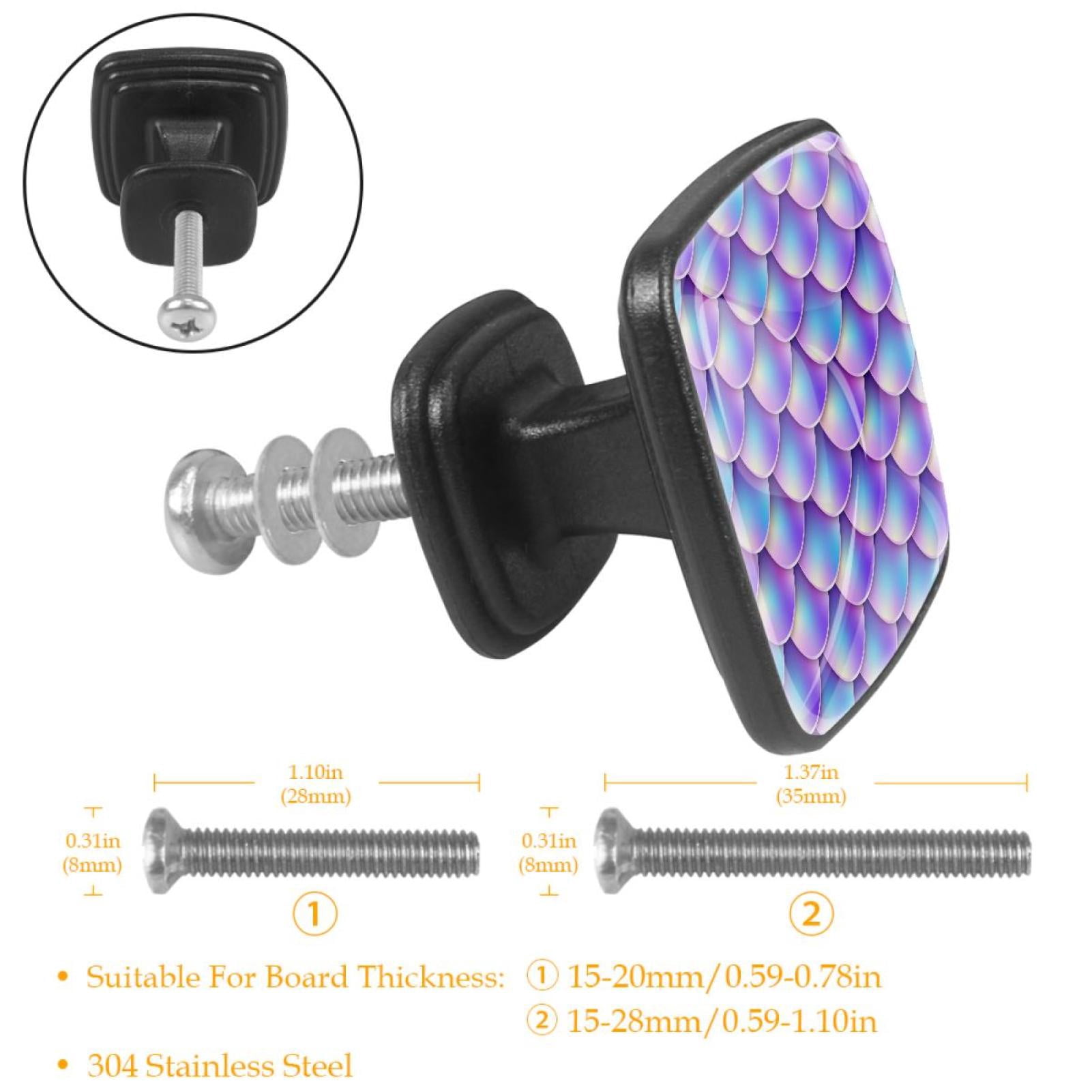 4 Pcs Cabinet Handle Drawer Pulls Mermaid Scale Tail Knobs with Screws Square Furniture Office Cabinet Knob Decoration