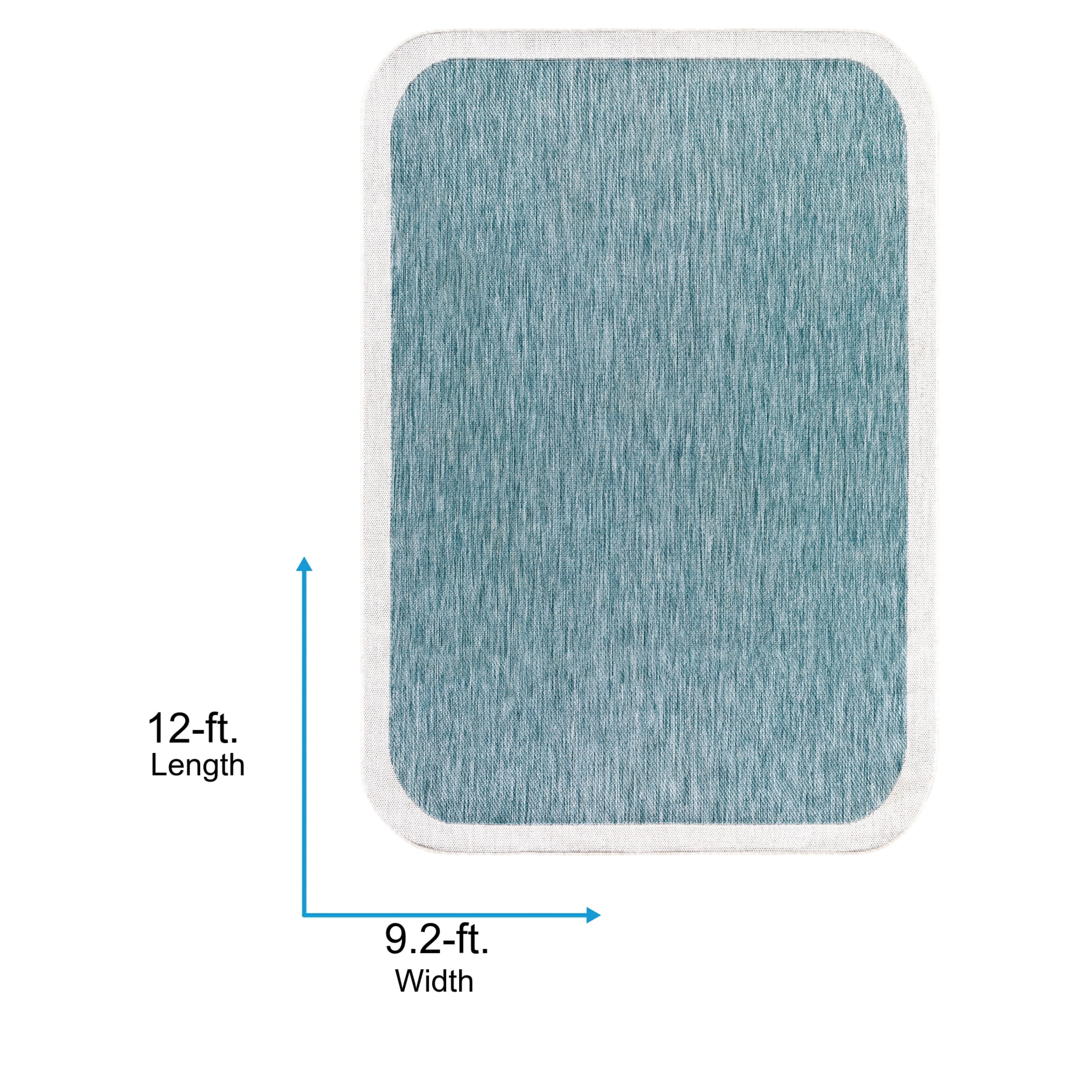 Livabliss Miami Beach Modern Solid Outdoor Area Rug, 9'2" x 12', Teal
