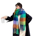 thumbnail image 5 of Bufanda cálida de cachemira con borlas para otoño e invierno para mujer, cálida y gruesa, de doble cara, con colores a juego, 5 of 5