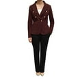 thumbnail image 2 of Womens Double Breasted Gold Button Front Blazer Jacket(Burgendy,Medium), 2 of 8
