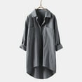 thumbnail image 4 of Wdgfv Women's Oversized Linen Shirts Blouses Tops Long Sleeve High Low Button Up Shirts, 4 of 5