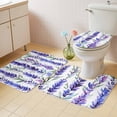 thumbnail image 4 of Spring Lavender Bathroom Rugs Set Country Watercolor Purple Flower Green Leaf Non Slip Absorbent Soft Bath Mats 3 Piece Set with Bathroom Rug, U-Shaped Floor Mat, Toilet Seat Cover Small Size, 4 of 9