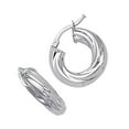 thumbnail image 2 of JewelStop 14k White Gold Twisted Round Hoop Earrings - 5x18mm, 2.6gr., 2 of 5