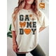 thumbnail image 1 of Camiseta informal de cuello redondo para mujer con estampado de letras "Game Day", manga corta elástica para todas las estaciones, ideal para deportes de ocio., 1 of 4