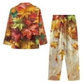 thumbnail image 4 of SCRAWLGOD Fall Decor Maple Leaf Print 2 PCS Men's Pajama Sets Mens Long Sleeve Pajama Set with Elastic Band Wrinkle-Free Lightweight Notched Collar Sleepwear with Pockets, 4XL, 4 of 6