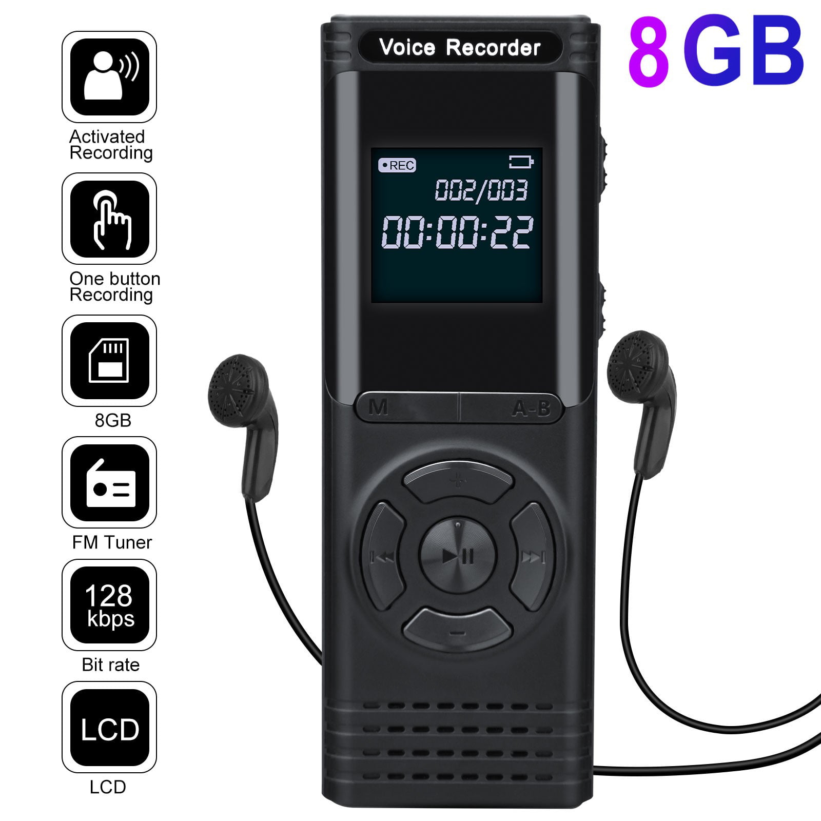 Digital Voice Recorder Audio Handheld USB Aufnahme Small Mini Activated Up 128G 