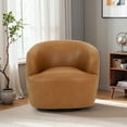 thumbnail image 3 of Fisher 32" W Vegan Leather Upholstered Swivel Barrel Chair in Tan, 3 of 5