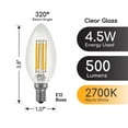 thumbnail image 3 of 60-Watt Equivalent B10 Energy Star Dimmable Clear LED Light Bulb Warm White (2700K) (4-Pack), 3 of 5