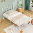 thumbnail image 4 of VECELO Twin Metal Bed Frame with Headboard and Footboard, Heavy Duty Slat Support Platform Frame for Bedroom, No Box Springs Needed, White, 4 of 7