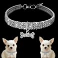 thumbnail image 2 of Pet Collar, Elastic, Rhinestones, Rhinestones, For Small Dogs - White, M, 2 of 7