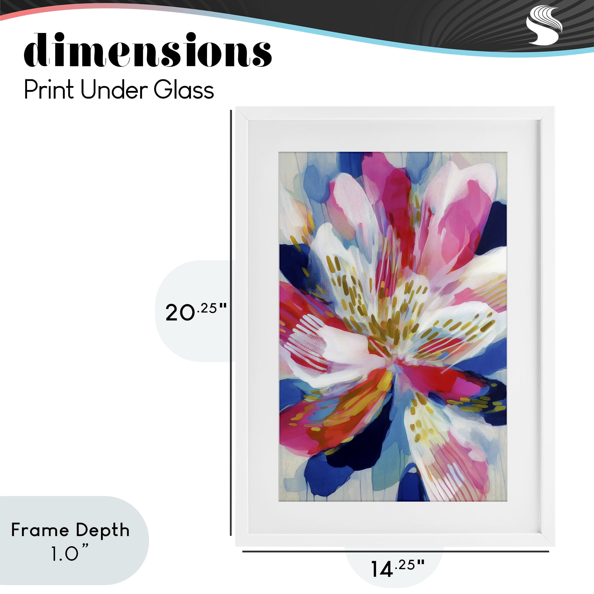 Stupell Industries Lily In Pink & Blue White Framed Print Under Glass, design by Chromatic Storm Studio