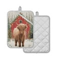 thumbnail image 2 of 2 Pack Pot Holders for Kitchen Heat Resistant Hot Pads Sets for Cooking Baking Cute Highland Cow Pattern, 2 of 7