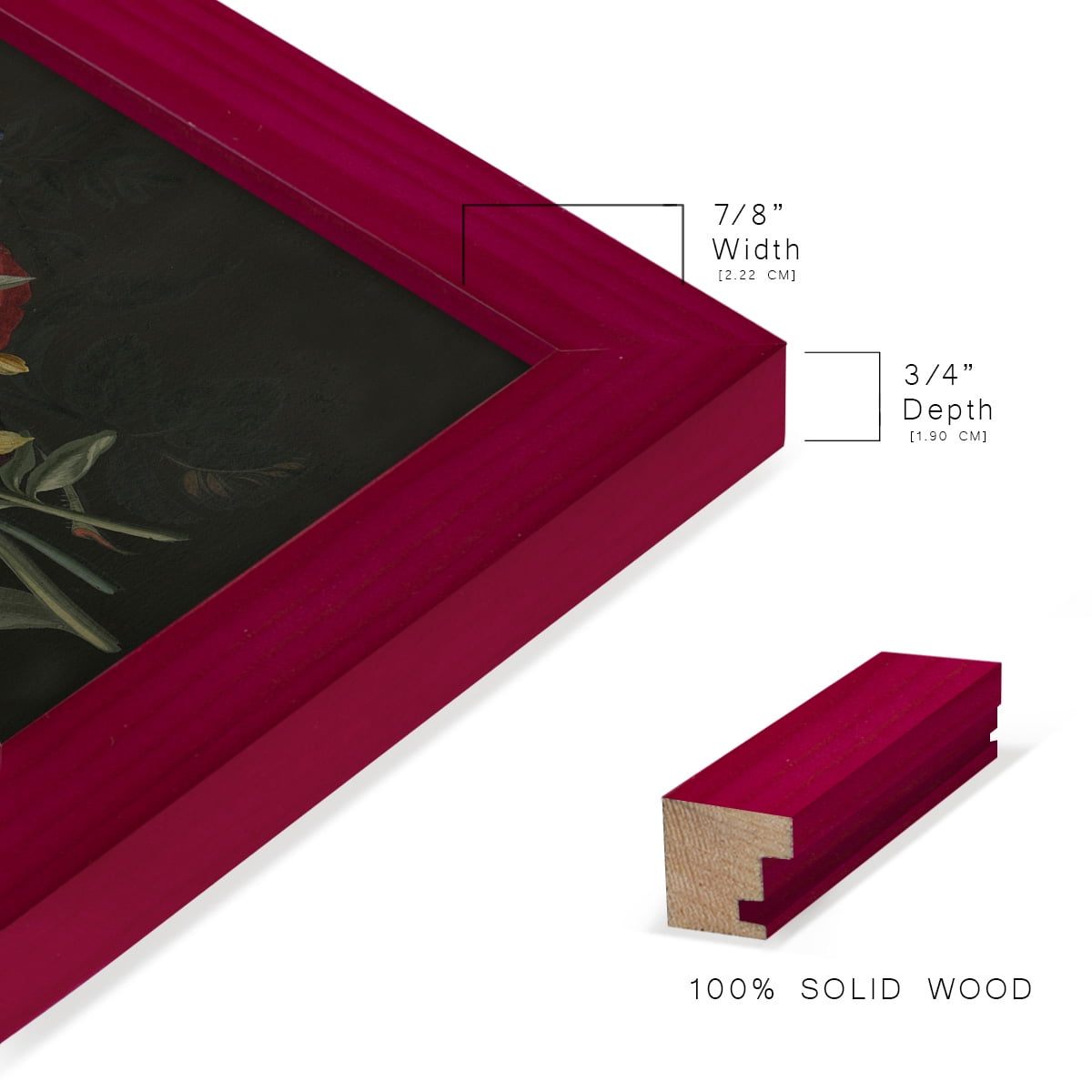 Dramatic Bouquet III -Framed Print w/glass-Cherry Red